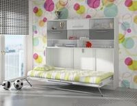 Schrankbett Wandbett Roger 90x200cm Horizontal + Regal Craft Wei&szlig;/graphit