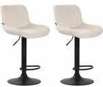 Clp - 2er Set Barhocker Lentini Samt Creme Schwarz