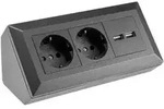 2-fach Steckdosenblock+ 2x Usb, Anthrazit, 250v