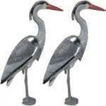 Reiher Gartenfigur, 2er Set, Gegen Fischreiher, F&uuml;r Gartenteich, Mit Erdspie&szlig;,