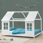 Halboffenes Kinderbett Tostedt 120x200cm Wei&szlig; [en.casa]