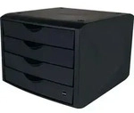 Schubladenbox M.auszugssperre 4 Schubl.schwarz H215xb265xt332mm Helit