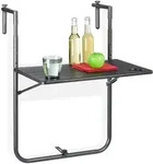 Balkonh&auml;ngetisch Klappbar, 3-fach H&ouml;henverstellbar, Tischplatte In Holz-optik B X
