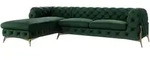 Chesterfield Ecksofa Mit Ottomane Willow, Gr&uuml;n Samt