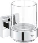 Quickfix Start Cube - Zahnb&uuml;rsten- Und Zahnpastabecher Mit Halterung, Glas/verchromt