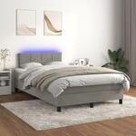 Boxspringbett Mit Matratze & Led Hellgrau 120x200 Cm Samt Vidaxl