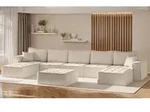Wohnlandschaft Sofa U-form Modulsofa-set 6-teilig Sande Stoff Raven Creme