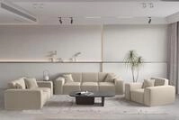 Sofaset Designersofa Celes Premium 3-2-1 In Stoff Opera Velvet Beige