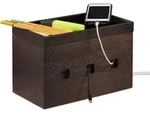 Relaxdays - Kabelbox Bambus, Steckdosenleiste & Kabel Verstecken, Kabelmanagement