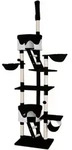 Lionto - Kratzbaum H&ouml;henverstellbar, H&ouml;he 230-250 Cm, Schwarz/wei&szlig;