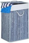 Relaxdays W&auml;schekorb Bambus, Mit Deckel, Rechteckig, Xl, 83 L, Faltbarer