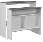 Bartisch Mit 2 Tischplatten Wei&szlig; Und Grau 130 X 40 X 120 Cm - Vidaxl
