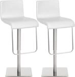 Clp - 2er Set Barhocker Limon Kunstlederbezug Wei&szlig; Edelstahl