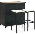 3-tlg. Bar-set Poly Rattan Schwarz - Vidaxl