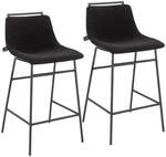Svita Camille 2er Set Barhocker Barst&uuml;hle Mit Lehne Fu&szlig;st&uuml;tze Boucle Schwarz