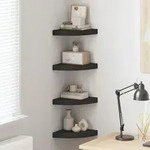 Vidaxl Floating Corner Shelves 4 Pcs Black 25x25x3,8 Cm Mdf