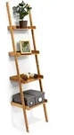 Relaxdays - Leiterregal Bambus, Hxbxt:176x44x37cm, 4-stufig, Standregal Mit Ablagen,