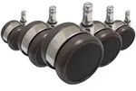 5x Design-rollen Rolo Lux 11mm / 65mm B&uuml;ro-stuhl-rollen F&uuml;r Hartb&ouml;den Chrom (5er