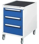 Schubladenschrank E-3-3-mobil Bxtxh 490x600x690mm - Rau