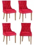4er Set Esszimmerstuhl Aberdeen Samt Rot Antik-hell