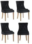 Clp - 4er Set Esszimmerstuhl Aberdeen Samt Schwarz Antik-hell