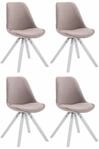 Clp - 4er Set Besucherst&uuml;hle Toulouse Stoff Square Taupe Wei&szlig;