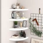 Eck-schweberegale 4 Stk. Hochglanz-wei&szlig; 35x35x3,8 Cm Mdf Vidaxl