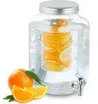 Getr&auml;nkespender Mit Einsatz, Zapfhahn & Deckel, 8 Liter, Glas, Wasserspender,