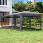 Vidaxl Party Tent With 8 Mesh Sidewalls Anthracite 3x9 M Hdpe