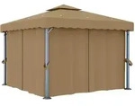 Pavillon Mit Vorhang 3x3 M Taupe Aluminium - Vidaxl