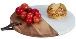 Relaxdays - Schneidebrett Rund, Marmor & Holz, K&uuml;chenbrett, H X D: 1,5 X 25 Cm,