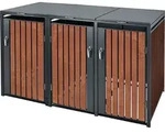 M&uuml;lltonnenbox 3er 3 Tonnen 240l 200x80x116,3cm Anthrazit-rostoptik,