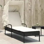 Sonnenliege Mit Dach Schwarz Poly Rattan - Vidaxl