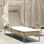 Sonnenliege Mit Dach Beige Poly Rattan - Vidaxl
