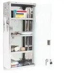 Medizinschrank, Hxbxt: 57 X 27 X 12 Cm, 4 Ablagen, Metall, Milchglas, Abschlie&szlig;barer