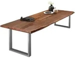 Sam Outillage - Esstisch Baumkante Massiv Akazie Nussbaumfarben 200 X 110 Silber
