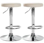 Clp - 2er Set Barhocker Ponte Kunstleder Creme Metall In Chromoptik