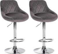 Clp - 2er Set Barhocker Lazio Samt Grau Chrom