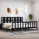 Massivholzbett Mit Kopfteil Schwarz 200x200 Cm Vidaxl