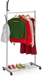 Relaxdays Garderobe Mit Rollen, Hbt: 165x80x44 Cm, Metall, Ablage, Mobiler