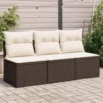 Gartensofa Mit Kissen 3-sitzer Braun Poly Rattan - Vidaxl