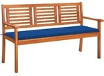 3-sitzer-gartenbank Mit Auflage 150 Cm Massivholz Eukalyptus Vidaxl
