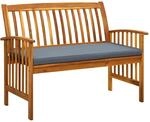 Gartenbank Mit Kissen 119 Cm Massivholz Akazie - Vidaxl