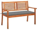 Vidaxl - 2-sitzer-gartenbank Mit Auflage 120 Cm Massivholz Eukalyptus