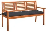 Vidaxl 3-seater Garden Bench With Cushion 150 Cm Solid Eucalyptus Wood