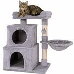 Lionto Katzen Kratzbaum, 70 Cm Mit 2 H&ouml;hlen, Liegemulde, Liegebett & Spielball,