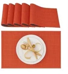 Relaxdays - Tischset, 6er Set, Bambus, Stoffrand, Rutschhemmend, 45 X 30 Cm, Teller,