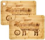 Dunedesign - 2x Massives Schneidebrett Mit Saftrille 33x23 - 2cm Bambus Holzbrett -