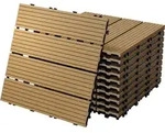 Ecd Germany Wpc Terrassenfliesen 30x30 Cm/33 Fliesen=3m2, Teak, Geriffelt, Holzoptik,