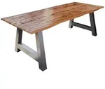 Esstisch Baumkante Massiv Mango Naturfarben 180 X 90 Silber A-gestell Dora